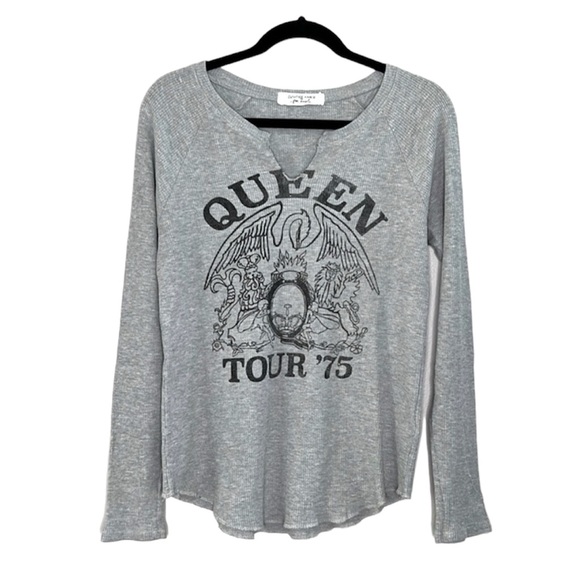 DAYDREAMER for FREE PEOPLE Queen Tour '75 gray thermal top size Small - Picture 2 of 15